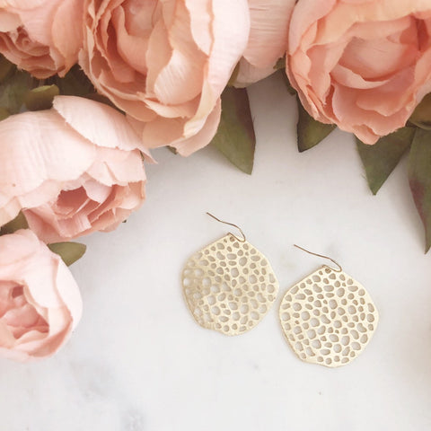 MARIN | Gold Circle Earrings | Minimal Earrings | Seafoam Earrings | Moon Earrings | Round Spotted Earrings | Statement Earrings