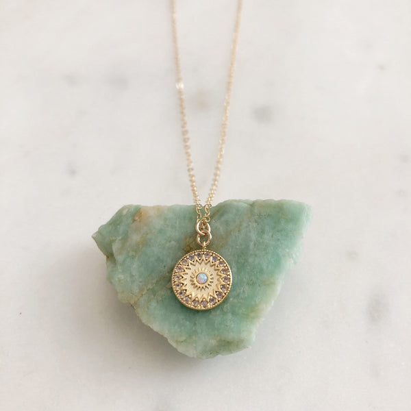 INDIA | Opal Necklace | Opal Disc Necklace | Dainty Opal Necklace | Gold Coin Necklace | Dainty Opal Coin Necklace | Dainty Opal Necklace