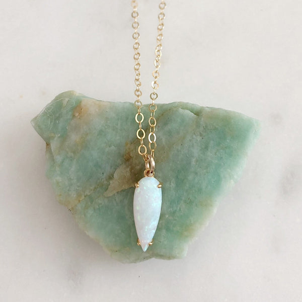 SERAPHINA | Opal Teardrop Necklace | Dainty White Opal Necklace | Gold Opal Necklace | Dainty Stone Necklace | Teardrop Opal Necklace