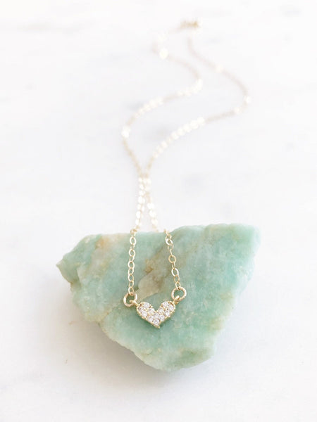 TINY HEART Necklace | Dainty Heart Necklace | CZ Heart Necklace | Pave Heart Necklace | Tiny Gold Heart Necklace | Tiny Pave Heart Necklace