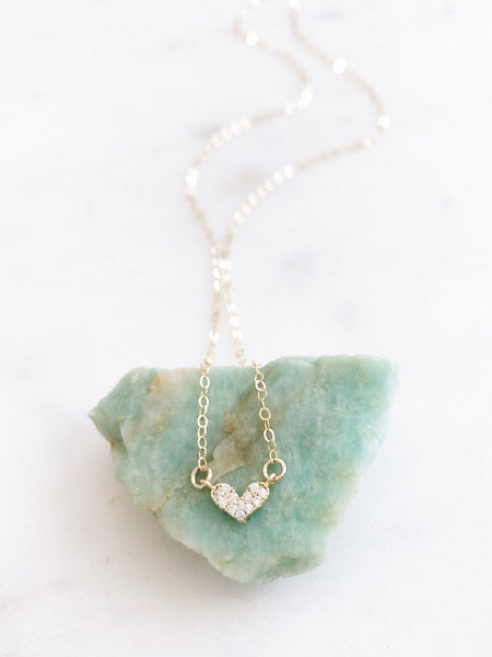 TINY HEART Necklace | Dainty Heart Necklace | CZ Heart Necklace | Pave Heart Necklace | Tiny Gold Heart Necklace | Tiny Pave Heart Necklace