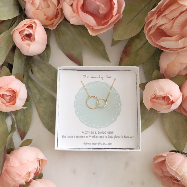 MOTHER DAUGHTER NECKLACE, Mom Necklace, Mom Gift, Gift For Mom, New Mom Gift, Dainty Necklace, Gold Filled Necklace, Minimalist Necklace