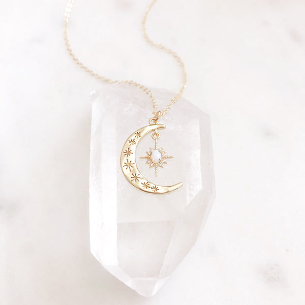 Moon Necklace, Crescent Moon Necklace, Opal Necklace, Star Necklace, Star Moon Necklace, Best Friend Gifts, Birthday Gifts for Her, Aurora