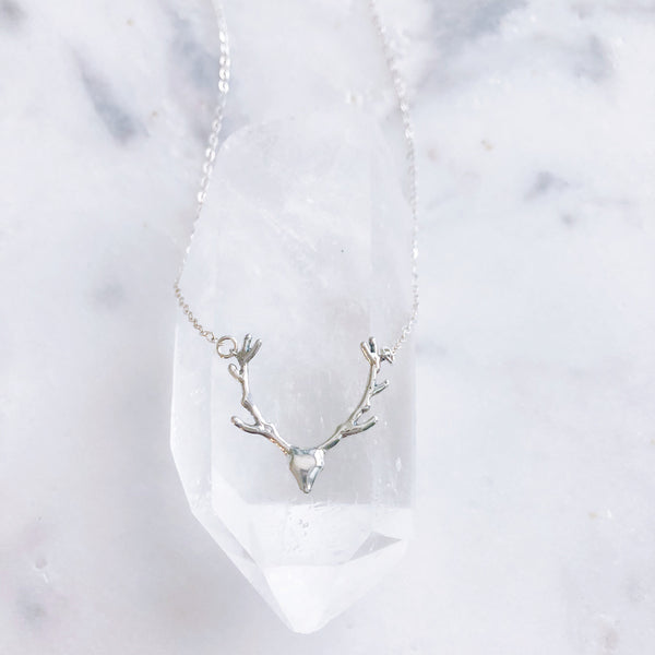 I LOVE YOU NECKLACE, Mothers Day Gift, Mom Gift, Antler Necklace, Deer Antlers, Antler Jewelry, Sterling Silver Necklace, Dainty Necklace