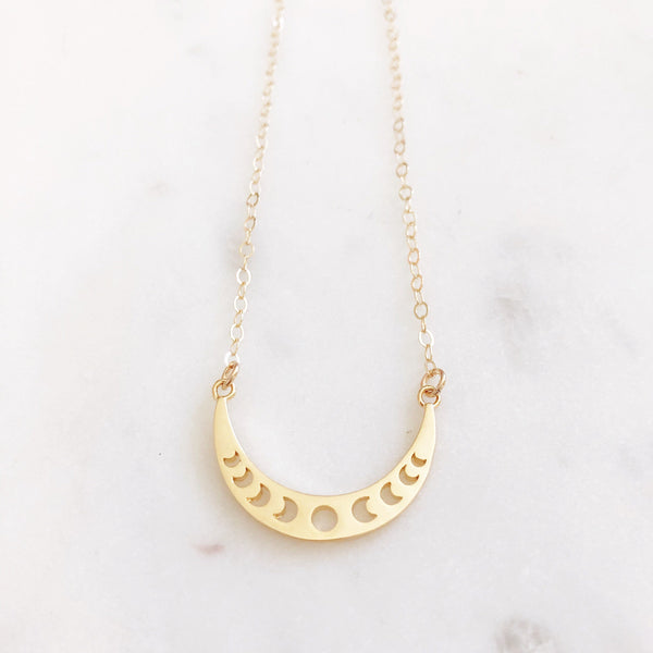 Moon Phase Necklace, Lunar Jewelry, Crescent Moon Necklace, Celestial Jewelry, Moon Necklace, Dainty Gold Necklace, Boho Necklace, LUNA