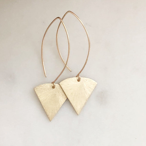 Triangle Earrings, Geometric Earrings, Long Wire Earrings, Gold Triangle Earrings, Triangle Jewelry, Minimalist Earrings, Modern Earrings