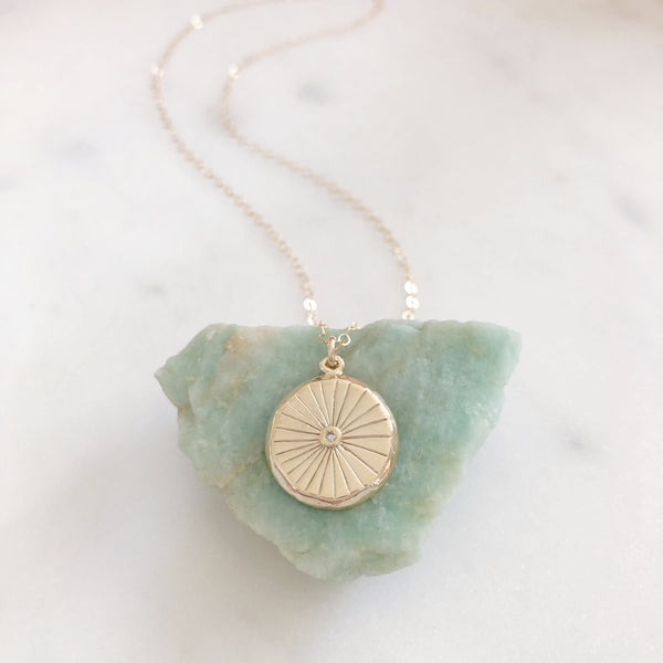 Gold Disc Necklace, Sun Necklace, Coin Necklace, Celestial Jewelry, Dainty Gold Necklace, Gold Sun Necklace, Medallion Necklace, SUNSHINE