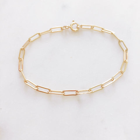 Rectangle Chain Bracelet, Paper Clip Chain Bracelet, Paperclip Chain Bracelet, Gold Filled Bracelet, Rectangle Link Chain Bracelet, PAISLEY