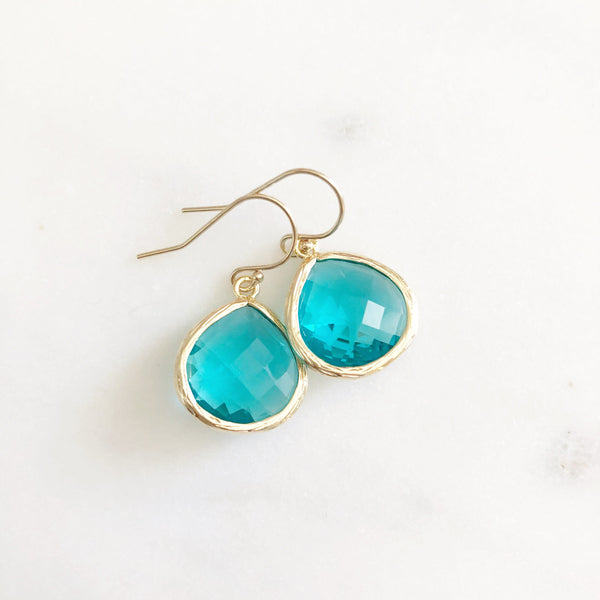 Teal Crystal Earrings, Teal Earrings, Crystal Drop Earrings Bridal, Bridesmaid Earrings, Bridal Earrings, Teardrop Earrings, MOLLY