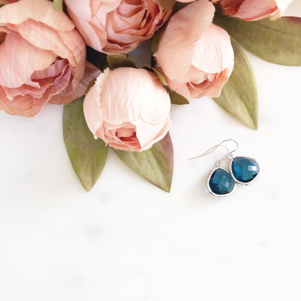 Blue Crystal Earrings, Bridesmaid Earrings, Bridal Jewelry, Blue Dangle Earrings, Royal Blue Earrings, Glass Drop Earrings, MOLLY