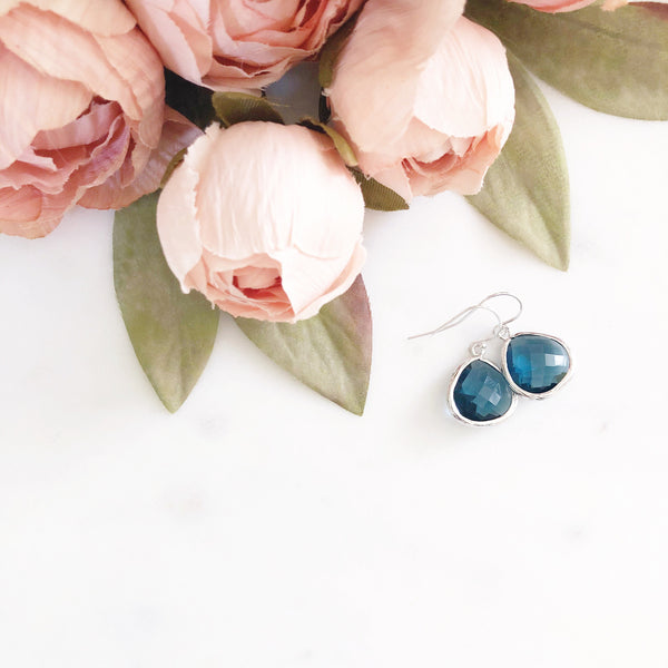 Blue Crystal Earrings, Bridesmaid Earrings, Bridal Jewelry, Blue Dangle Earrings, Royal Blue Earrings, Glass Drop Earrings, MOLLY
