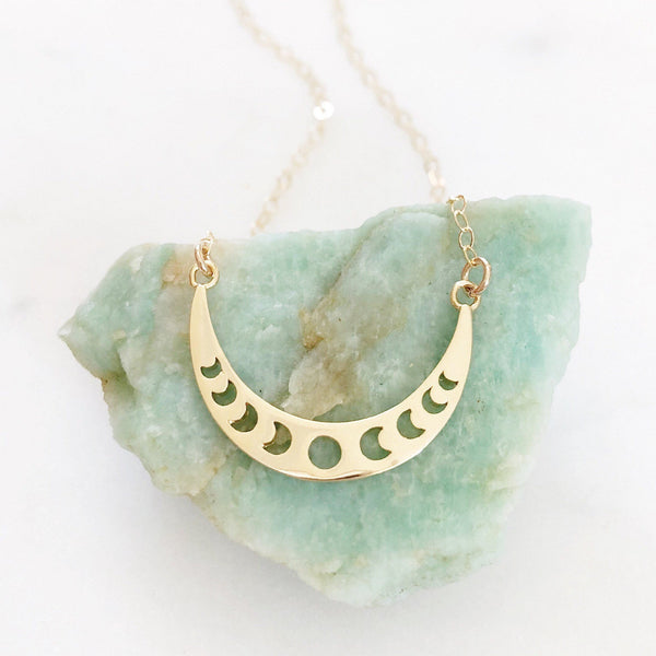 Moon Phase Necklace, Lunar Jewelry, Crescent Moon Necklace, Celestial Jewelry, Moon Necklace, Dainty Gold Necklace, Boho Necklace, LUNA