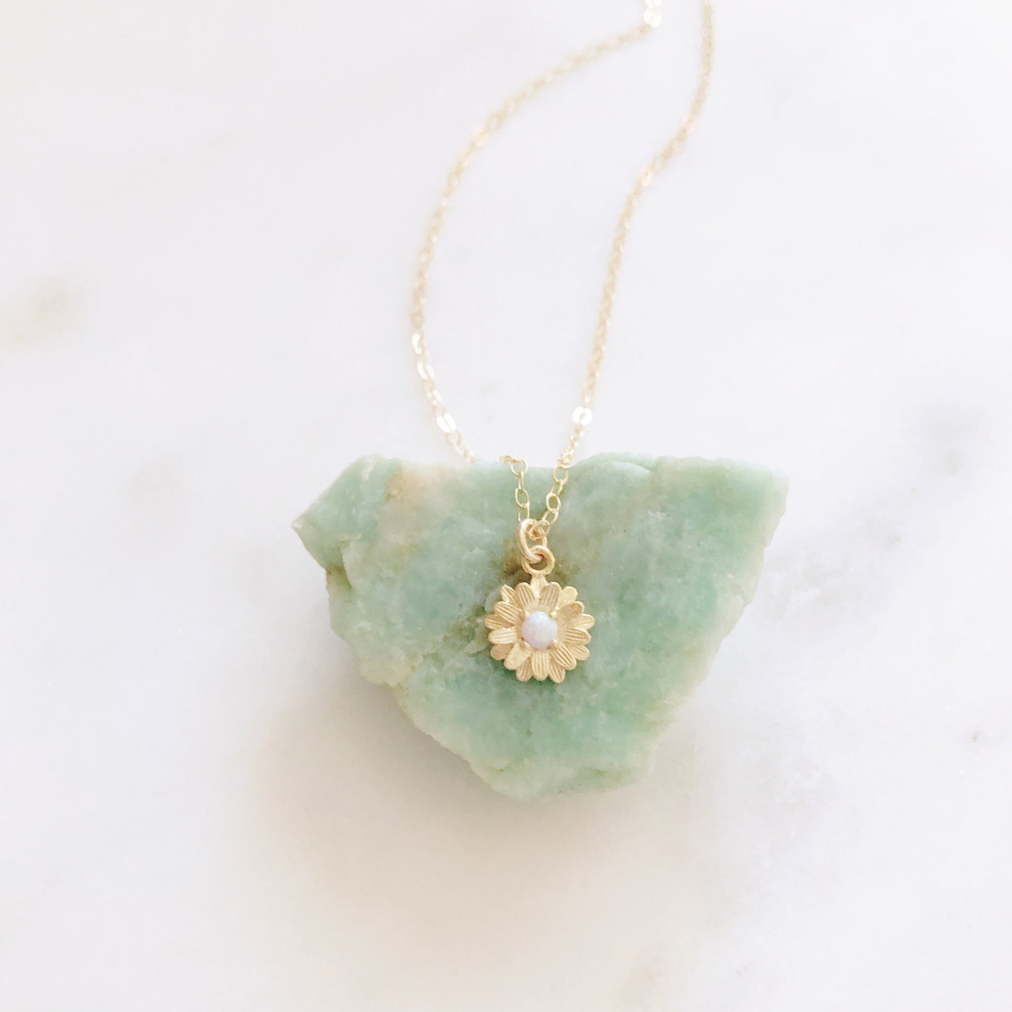 Daisy Necklace, Opal Necklace, Flower Girl Gift, LAYLA