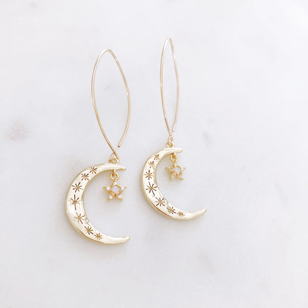 Crescent Moon Earrings, Star and Moon Earrings, Opal Earrings, Best Friend Gifts, Birthday Gifts for Her, AURORA