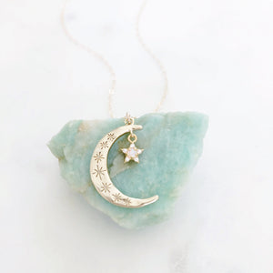 Aurora Moon and Tiny Star Necklace