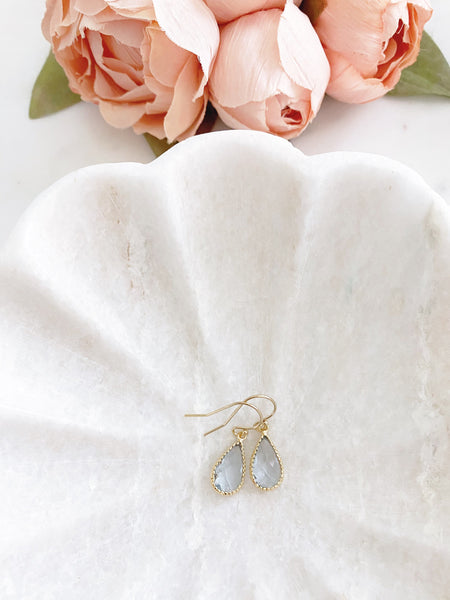Blue Earrings, Crystal Earrings, Bridesmaid Earrings, Gold Drop Earrings, Crystal Drop Earrings, Bridal Jewelry, MISCHA