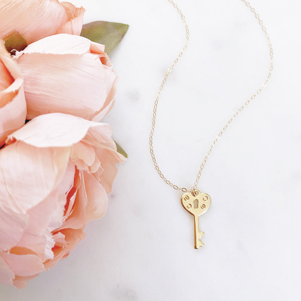 Gift for Her Heart Necklace Dainty Heart Necklace Gold 