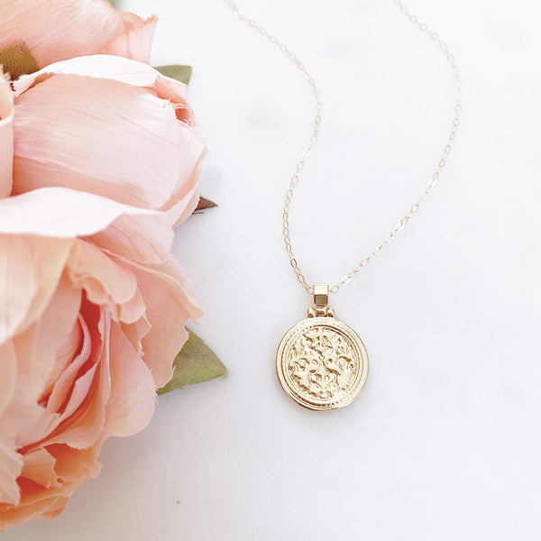 Gold Disc Necklace, Coin Necklace, Medallion Necklace, Dainty Gold Necklace, Best Friend Birthday Gifts, HAMPTON