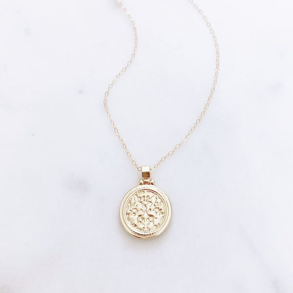 Gold Disc Necklace, Coin Necklace, Medallion Necklace, Dainty Gold Necklace, Best Friend Birthday Gifts, HAMPTON