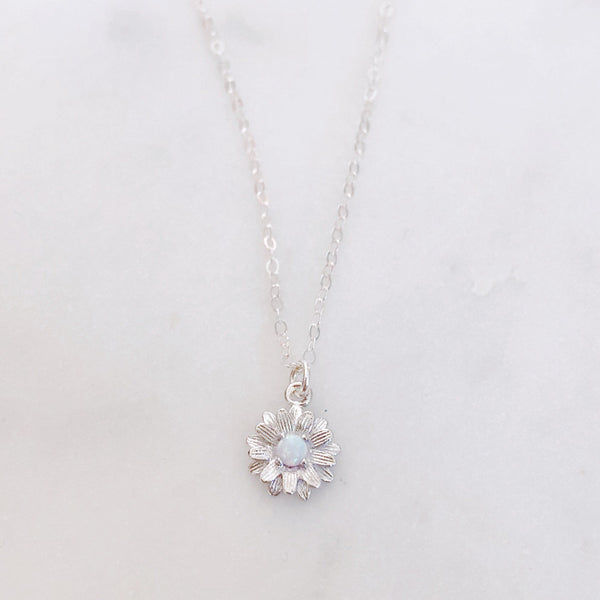 Daisy Necklace, Opal Necklace, Flower Girl Gift, LAYLA
