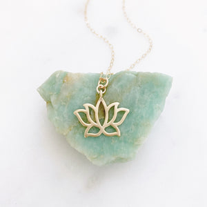 Lotus Necklace, Flower Necklace, Dainty Gold Necklace, Yoga Gifts, Yoga Teacher Gift, LOTTIE
