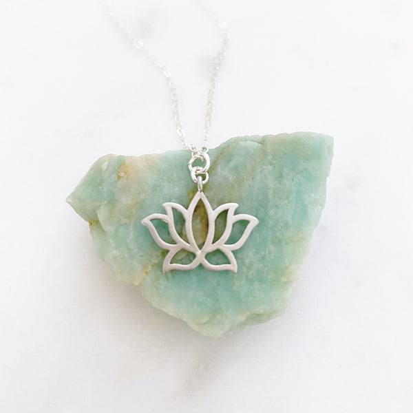 Lotus Necklace, Flower Necklace, Dainty Silver Necklace, Yoga Gifts, Yoga Teacher Gift, LOTTIE
