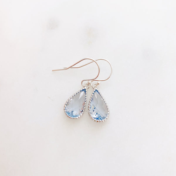 Blue Earrings, Crystal Teardrop Earrings, Bridesmaid Earrings, Silver Dangle Earrings, Crystal Drop Earrings, Bridal Jewelry, MISCHA