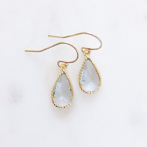 Blue Earrings, Crystal Earrings, Bridesmaid Earrings, Gold Drop Earrings, Crystal Drop Earrings, Bridal Jewelry, MISCHA