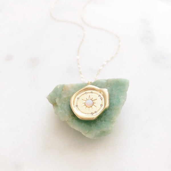 Medallion Necklace, Opal Necklace, Coin Necklace, Birthday Gifts for Her, Best Friend Gifts, ADELAIDE