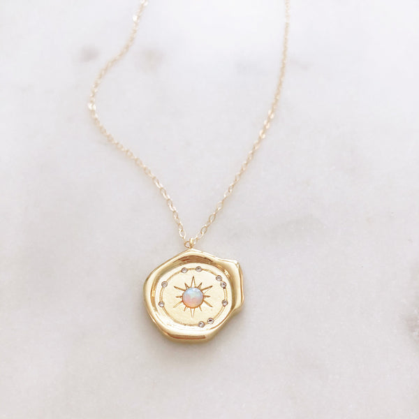 Medallion Necklace, Opal Necklace, Coin Necklace, Birthday Gifts for Her, Best Friend Gifts, ADELAIDE