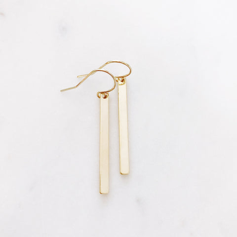 Bar Earrings, Gold Drop Earrings, Minimalist Earrings, Modern Earrings, Birthday Gifts for Her, Best Friend Gifts, LOGAN