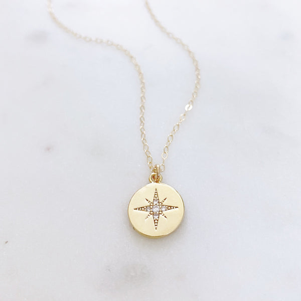 Gold Disc Necklace, North Star Necklace, Coin Necklace, Birthday Gifts for Her, Best Friend Gifts, ALIYA