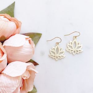 Lotus Earrings, Flower Earrings, Gold Dangle Earrings, Floral Earrings, Birthday Gifts for Her, Best Friend Gifts, LENNON