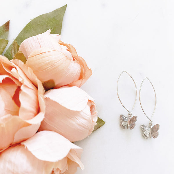 Butterfly Earrings, Silver Drop Earrings, Butterfly Gift, Best Friend Birthday Gifts
