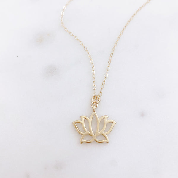 Lotus Necklace, Flower Necklace, Dainty Gold Necklace, Yoga Gifts, Yoga Teacher Gift, LOTTIE