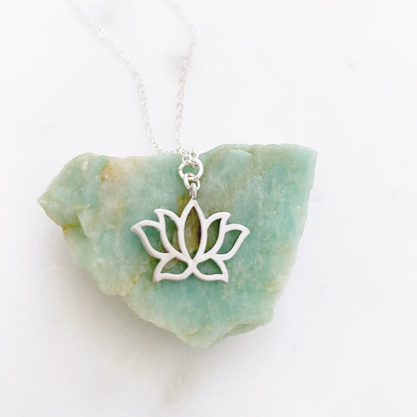 Lotus Necklace, Flower Necklace, Dainty Silver Necklace, Yoga Gifts, Yoga Teacher Gift, LOTTIE