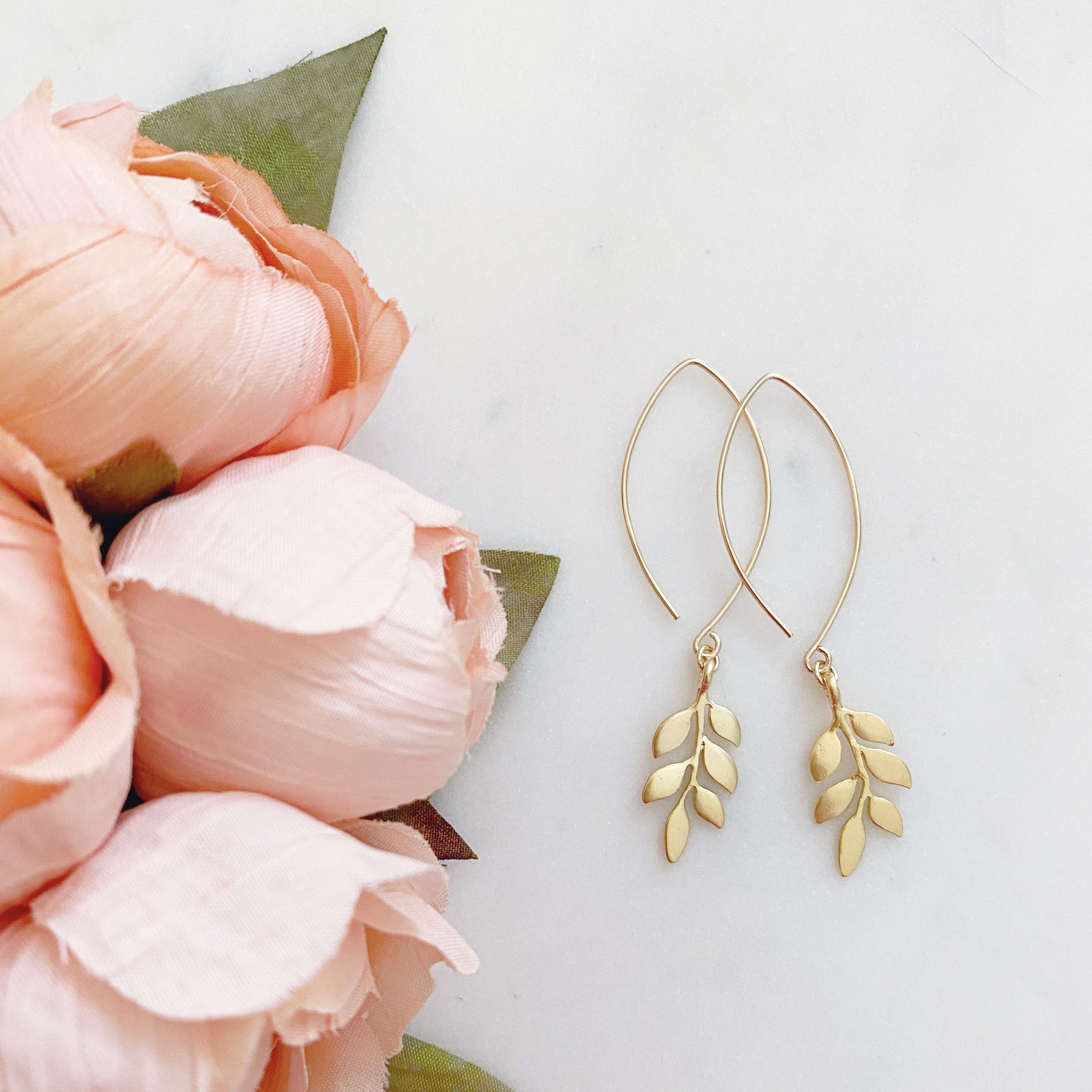 Gold Leaf Earrings, Fall Leaves Earrings, Gold Dangle Earrings, Best Friend Birthday Gifts, LINDEN