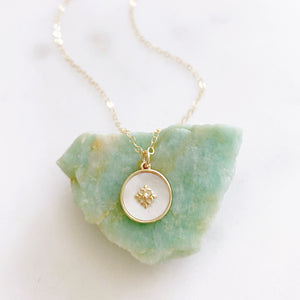 Grace Mother of Pearl Medallion Necklace