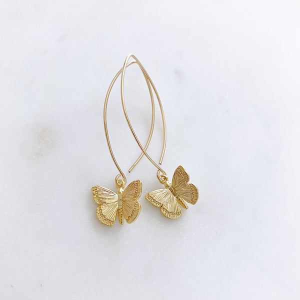 Butterfly Earrings, Gold Dangle Earrings, Butterfly Gift, Best Friend Birthday Gifts