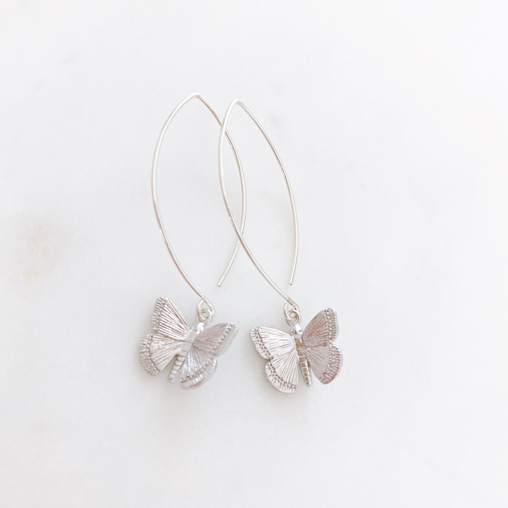 Butterfly Earrings, Silver Drop Earrings, Butterfly Gift, Best Friend Birthday Gifts