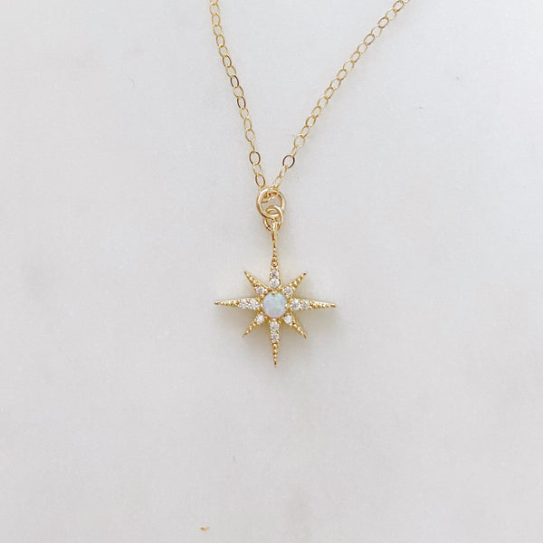 North Star Necklace, Opal Necklace, Celestial Jewelry, Secret Santa Gift for Women, HALEY