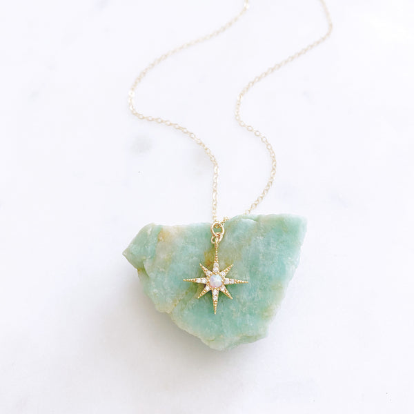 North Star Necklace, Opal Necklace, Celestial Jewelry, Best Friend Birthday Gifts, HALEY