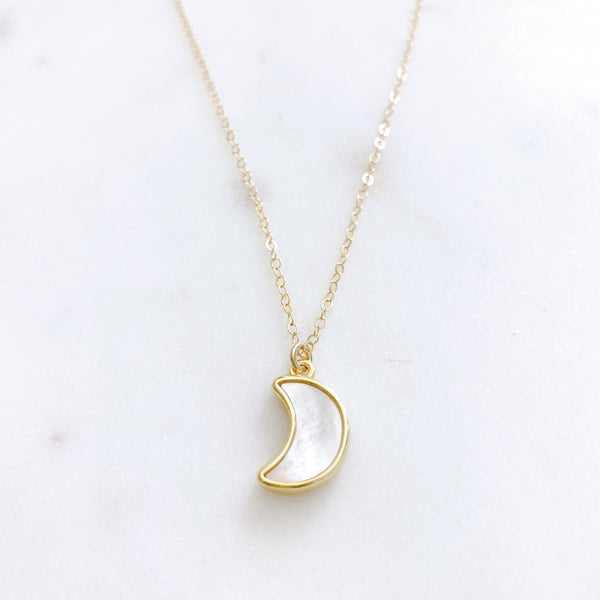 Moon Necklace, Crescent Moon Necklace, Mother of Pearl Necklace, Best Friend Birthday Gifts, APOLLO