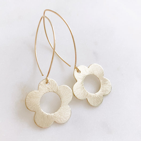 Daisy Earrings, Flower Earrings, Gold Dangle Earrings, Best Friend Birthday Gifts, DAISY