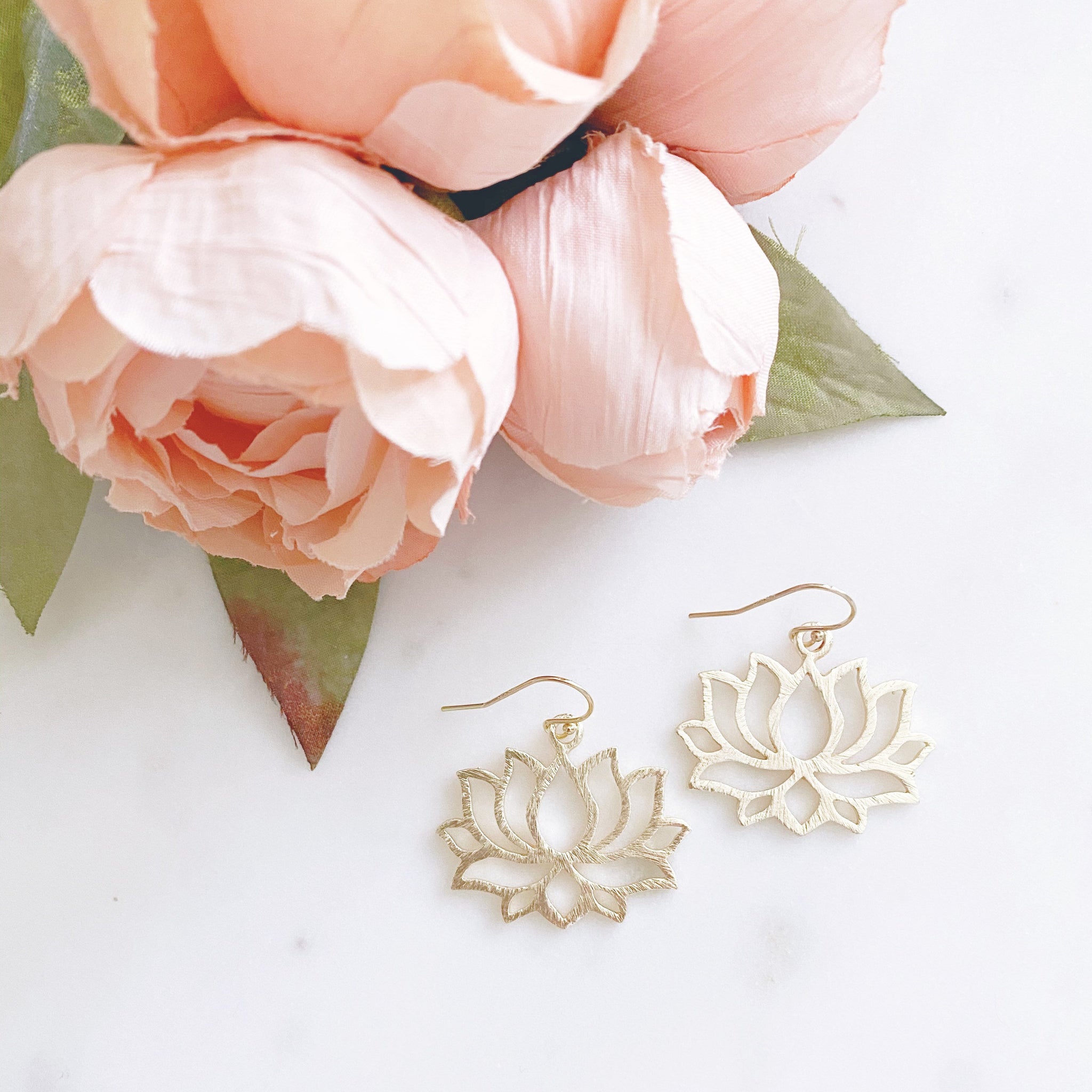 Lotus Earrings, Flower Earrings, Gold Dangle Earrings, Best Friend Gifts, Birthday Gifts for Her, LUCY