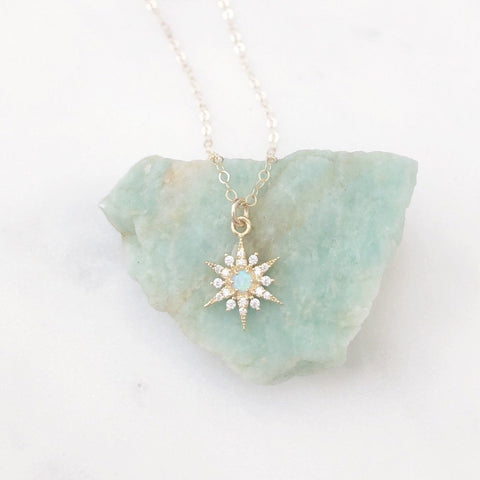 North Star Necklace, Dainty Opal Necklace, Stocking Stuffers for Women, NORA