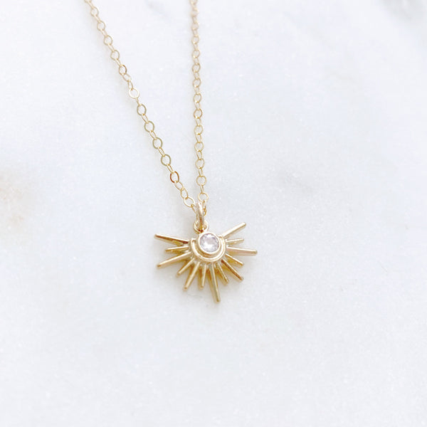 Sun Necklace, Celestial Jewelry, Gold Sun Necklace, Dainty Gold Necklace, Best Friend Birthday Gifts, HEPBURN