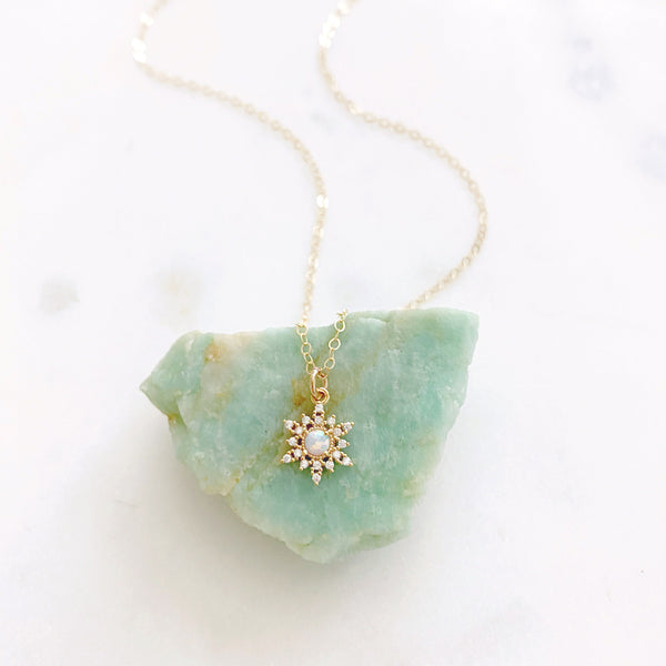 Snowflake Necklace, Dainty Opal Necklace, Stocking Stuffers for Women, EVERETT