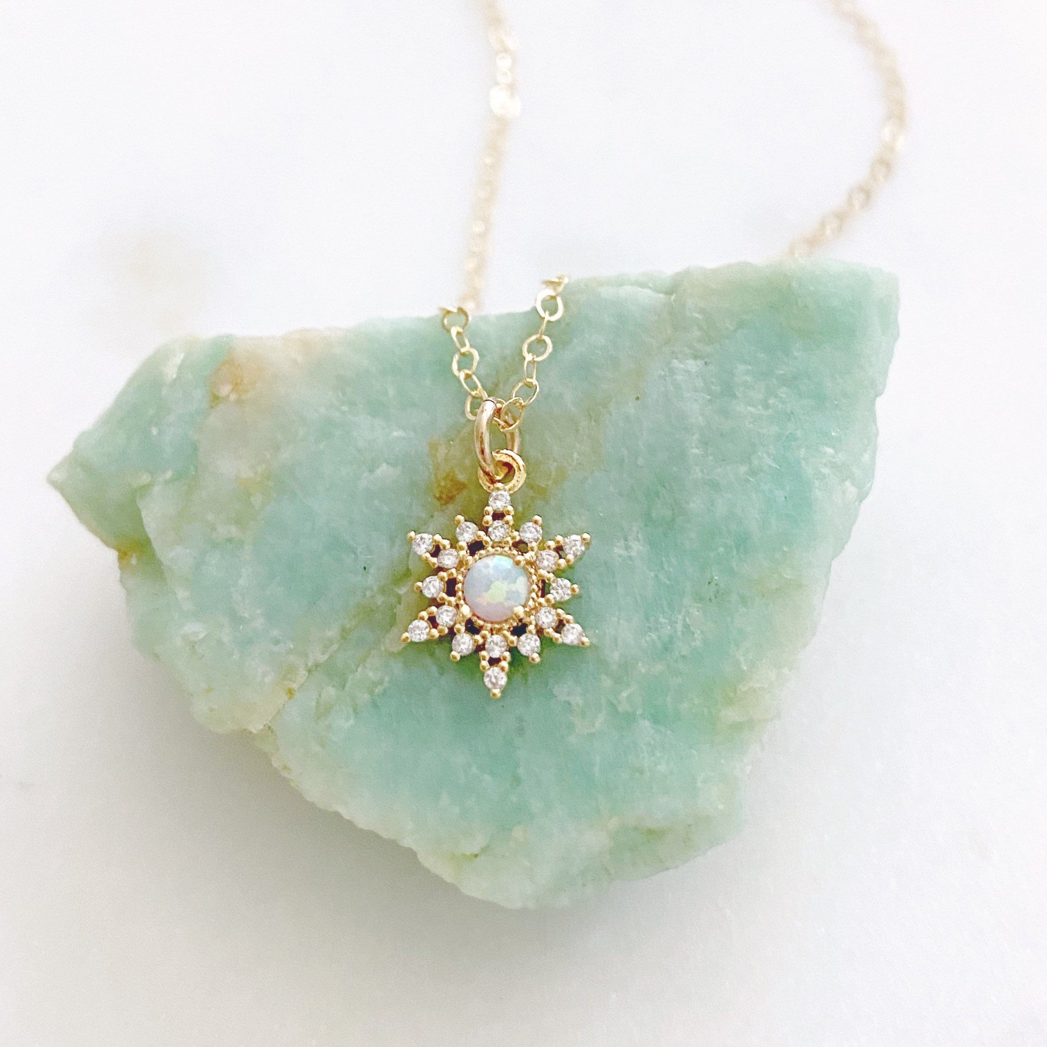 Snowflake Necklace, Dainty Opal Necklace, Stocking Stuffers for Women, EVERETT