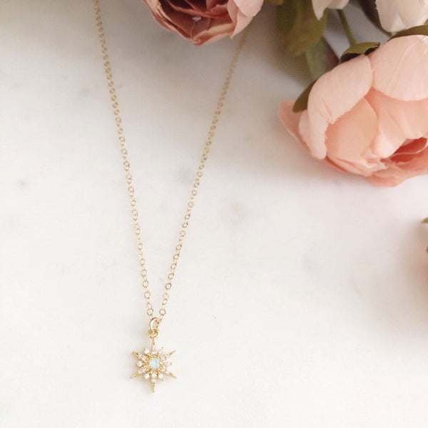 North Star Necklace, Dainty Opal Necklace, Stocking Stuffers for Women, NORA